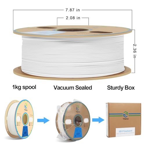 Image of YOUSU TPU Filament 1.75mm, 95A Shore Hardness TPU 3D Printer Filament,Soft Elastic & Durable, Easy Print No Stringing, High Strength for Phone Case, Wearables & Functional Parts, White,1kg Spool.