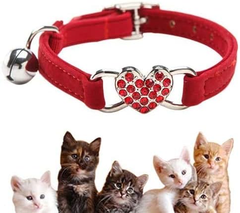 Lovely Kitten Collar, Cat Collar with Bell and Elastic Strap (RED)