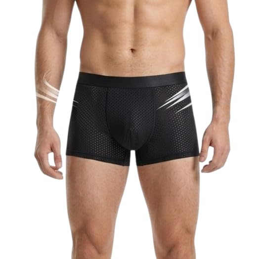 Image of Men's Padded Underwear - Nylon Ice Silk Breathable Boxer Briefs - Hip & Buttocks Enhancer and High-Elasticity Width (3.5cm) Shapewear for Men
