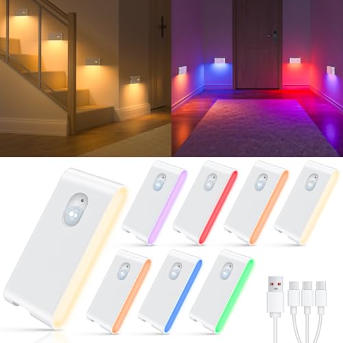 WILLED Led Nachtlicht mit Bewegungsmelder RGB & Warmweiß, Aufladbar USB lampe…