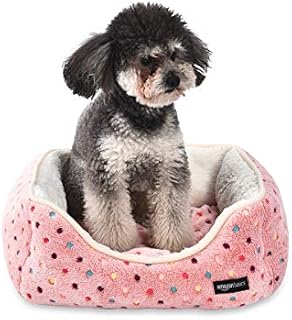 Amazon Basics Cuddler Pet Bed - Small, Pink Polka Dots