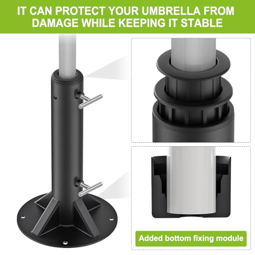 Dolibest Heavy Duty Deck Mount Umbrella Holder with Plastic Sleeve, Fully Welded Steel Patio Umbrella Base up to 2'' Poles, Outdoor Umbrella Stand for Patio Table, Balcony, Decks, Docks (Enhanced) by Dolibest - Image 3
