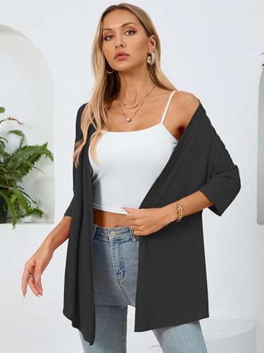 Image of Women's Lightweight Open Front Cardigans Casual Soft Drape Spring Summer Fall Cardigan S-3XL