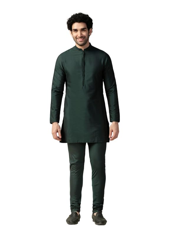 Kurta homme vert en coton mélangé pour briller lors des fêtes et mariages traditionnels