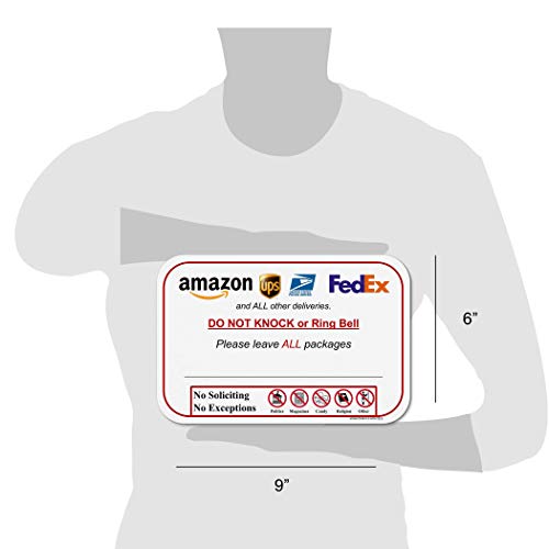 Please Do Not Knock Or Ring Doorbell - Leave Package Sign Blank, Write Your Own Delivery Message, 6" X 9" No Rust Pvc Will Not Scratch, Easy To Mount W/Included Adhesive, Made In Usa By Spryzzle #TOP7