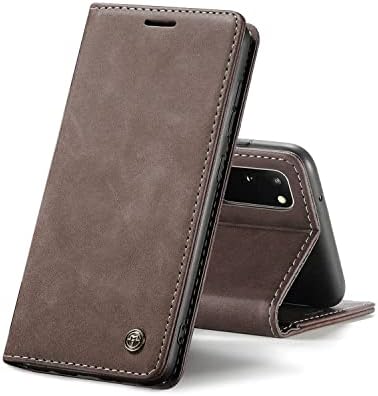 Chocoyi Leather Case for Xiaomi Redmi Note 10 4G/Note 10S, Protective PU Leather Wallet Case, Magnetic Closure, Card Slots, Stand Function - Coffee