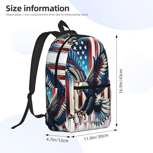 Eagle American Flag Fashionable Daypack 17 Inches Zippers Backpack Double Shoulder Bag for Women Men2