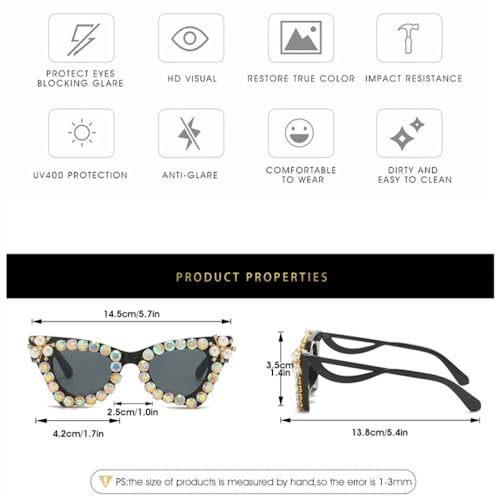 Lunettes de soleil œil de chat LVTFCO strass dégradé thé - 6