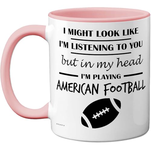 Stuff4 Taza de cerámica con asa rosa apta para lavavajillas, regalo divertido para los amantes del fútbol americano, hombres y mujeres, taza novedosa de cerámica de alta calidad de 325 ml, apta para Stuff4 Taza de cerámica con asa rosa apta para lavavajillas, regalo divertido para los amantes del fútbol americano, hombres y mujeres, taza novedosa de cerámica de alta calidad de 325 ml, apta para