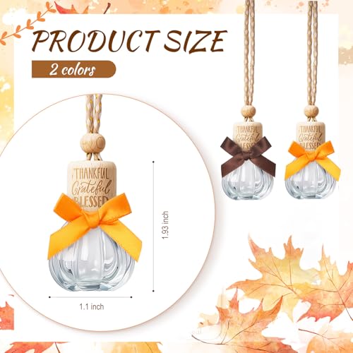 Image of Reallnaive 30 Pcs 30 Pcs Winter Car Diffuser Bottles Snowman Pumpkin Car Diffuser Winter Fall Hanging Empty Vehicle Air Freshener with Bow for Holiday Party Gift (Pumpkin)