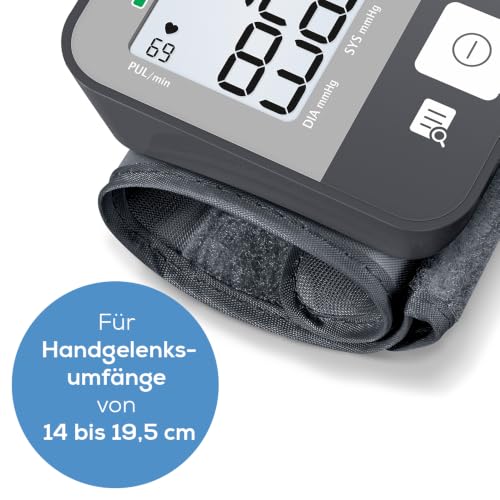 Beurer BC 27 Handgelenk-Blutdruckmessgerät mit Arrhythmie-Erkennung, farbiger Risiko-Indikator...