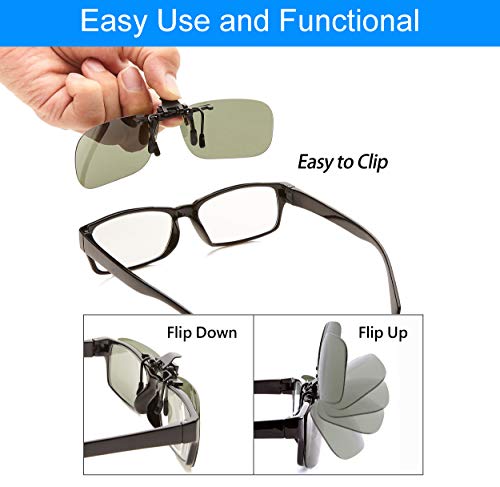 Image of POLARS DESIGN Clip On Flip Up Polarized Len Sunglasses Over Prescription Myopia Eyeglasses