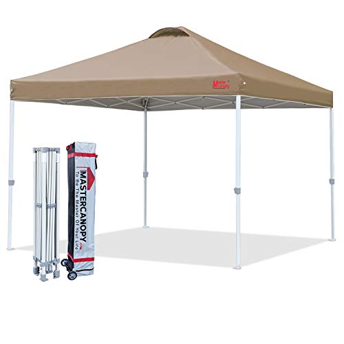 MASTERCANOPY Durable Ez Pop-up Canopy Tent with Roller Bag (12x12, Khaki)