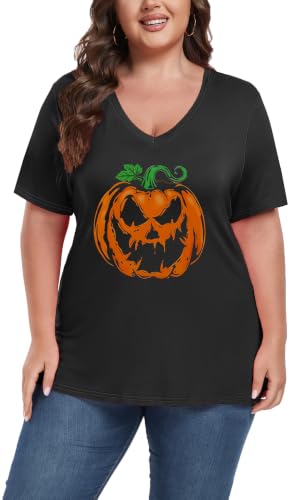 Image of ForHailey Women's Plus Size V Neck Tops Summer Short Sleeve T Shirt