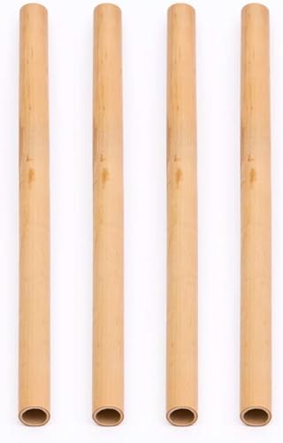 Miniatura 1 de Rainforest Bowls Juego de 4 popotes reutilizables de bambú Boba de 8 pulgadas, perfectas para batidos, tés de leche, jugos, batidos, 100% naturales,
