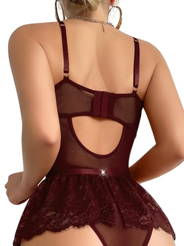 Image of Lilosy Sexy Lingerie Set 3 Piece Women Corset Bodysuit Skirt