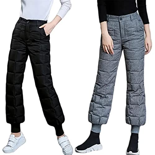 Pantalon en duvet noir pour femme coupe ample en plumes style coréen - 5