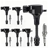 Toranex Set of 6 Ignition Coil Pack UF349 & Double Iridium Spark Plug 6376 Compatible with Nissan