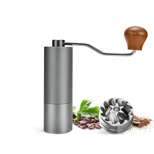 HASTHIP Manual Coffee Grinder Full Metal Hand Coffee Bean Mill with CNC Stainless Steel Conical Burr Adjustable Grind Size Knob Wooden Grip Handle 25g Capacity for Espresso Pour Over