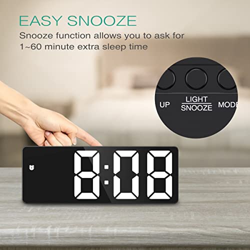 Jxtz Digital Clock, Alarm Clocks For Bedrooms, Desk Clock With Snooze, Temperature Display, Adjustable Brightness, Voice Control, Led Clock 12/24H Display For Home, Bedroom, Office, Gifts #TOP3