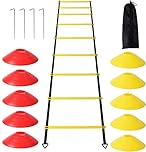 YSBER Agility Ladder Football Training Equipment Set 6M-12-Heavy Plastic Ladder,10 Disc Cones and 4 Nail, Used for Football, Tennis and Boxing Training