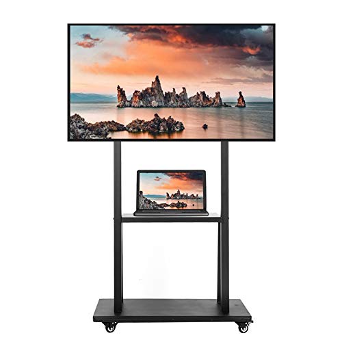 Ejoyous Porta TV per TV 32-70 Pollici, Porta TV Universale da Terra Arrotolabile con 2 Ripiani Porta TV Girevole Carrello Porta TV Porta TV con Ruote, per Monitor LCD LED