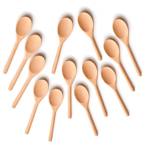 Concession Essentials Wooden Craft Kitchen Spoon, 8 Inch, Pack of 12, for Crafts, Projects, and Kitchen Use