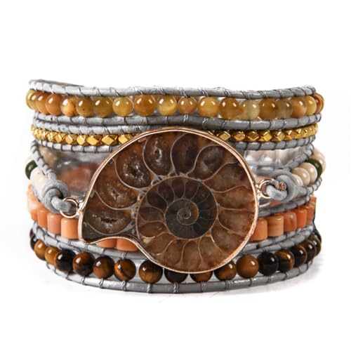 Image of YGLINE Boho Handmade Wrap Leather Tube Crystal Stone Bracelet for Women
