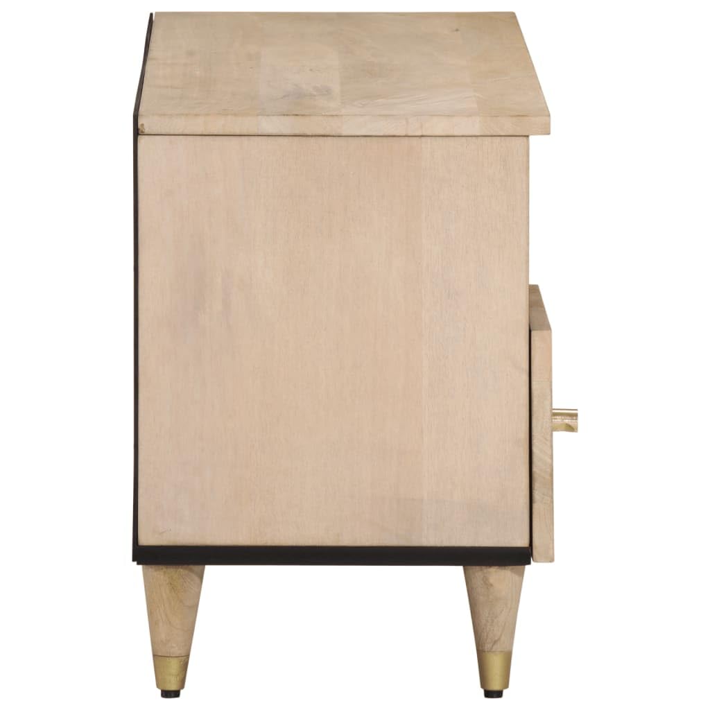 Szafka pod telewizor 100 x 33 x 46 cm z litego drewna mango, ręcznie rzeźbiona, wytrzymała podstawka pod telewizor do salonu, konsola multimedialna