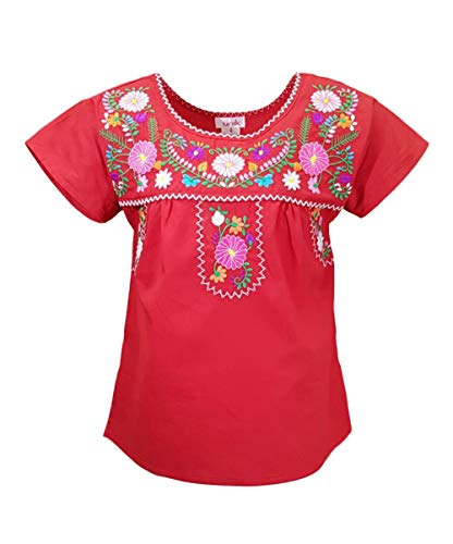 Image of unik Girls Cotton Embroidered Floral Blouse for Birthdays, Cultural Events, Cinco De Mayo
