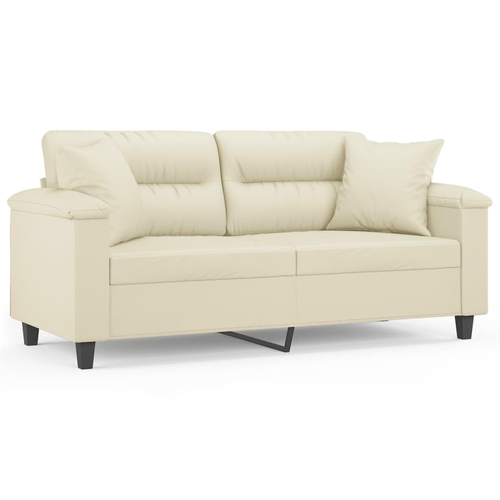 Canapé 2 Places, Causeuse de Salon Fauteuil Sofa 2 Places avec oreillers crème 170 x 77 x 80 cm Similicuir