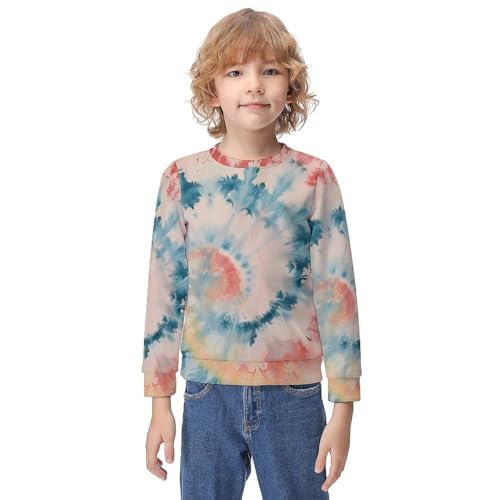 Tie Dye Rainbow Colorful SpiralChildren's Casual Pullover Sweatshirt Loose Fit8-10Y