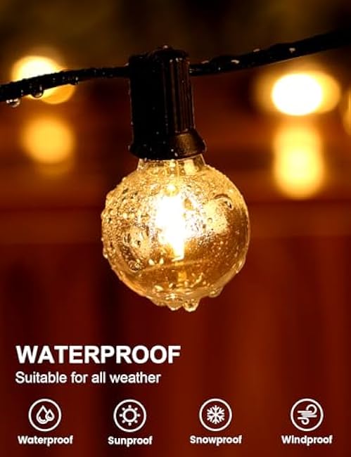 RTTY Outdoor String Lights 100 FT Globe LED Patio Lights with G40 Plastic Bulbs,Waterproof Shatterproof Dimmable Connectable Hanging for Backyard Porch Balcony Party Cafe Deck Decor