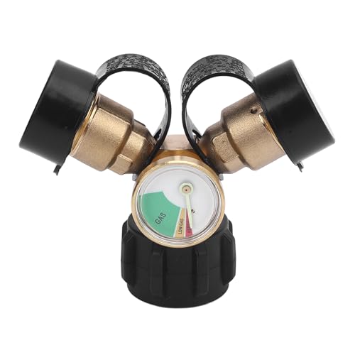 aqxreight Tank de Propano Y Splitter de 2 Vías Adaptador de Gas LP con Medidor de Presión Incorporado para Parrillas de Barbaco