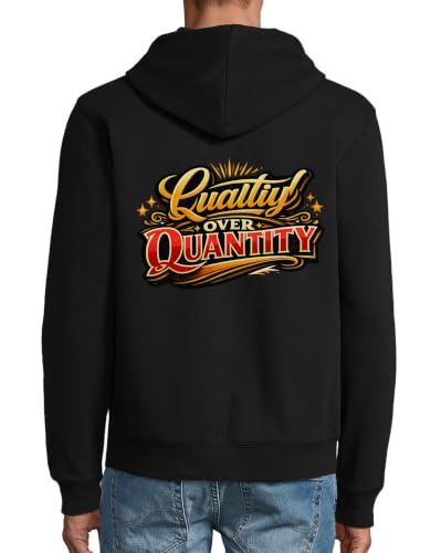Image of Emphasizing Quality Over Quantity Always Hooded Cotton Blend Zipper Jacket Sweatshirt Hoodie Black Medium