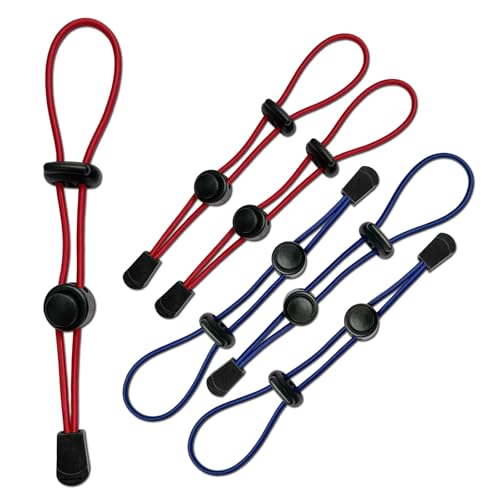 6-Pack Tactical Hiking Pole Holders -3.0mm Heavy Duty Backpack Umbrella Holder Hands Free， (Red/Blue) Elastic Rope Fasteners | Backpack Accessories for Trekking, Mountaineering, Camping Gifts.