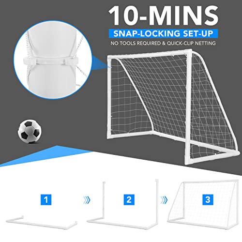 Goplus Soccer Goal, 6Ft X 4Ft/12Ft X 6Ft Soccer Net With Strong Upvc Frame, Quick Set-Up, High-Strength Netting, Portable Weatherproof Soccer Goals For Backyard Kids Soccer Practice Training #TOP3
