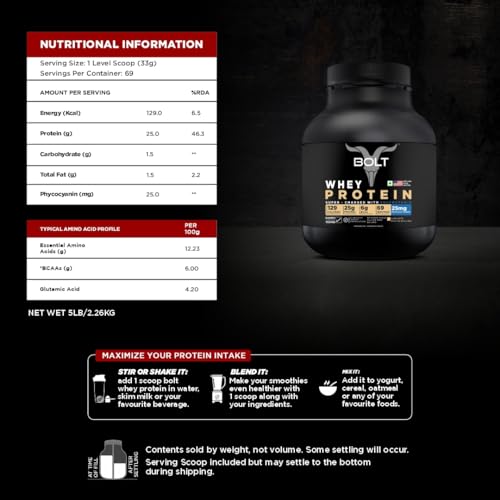 Image of Bolt 100% Whey Protein Powder| 25g Protein Per Scoop, 6G BCAA | Cafe Latte | 5Lb /2.268kg (69 Servings)| Muscle Recovery | Lean Muscle Support | Low Carb | Fast Absorption |Gluten-Free | Easy to Digest