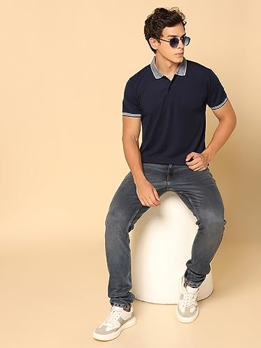 Image of INKKR Men's Collared Neck Stylish Half T-Shirt