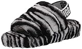 Damen Hausschuhe UGG Female Fluff Yeah Slide Zebra Slipper, Black / White, 9 (UK)