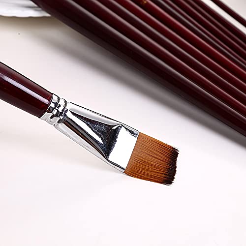 Jowoart Two-Color Nylon Hair Flat Head Oil Brush 12 Pcs Sets Of Brushes Art Water-Colour Paint Brush School Educational Supplies thumb #5