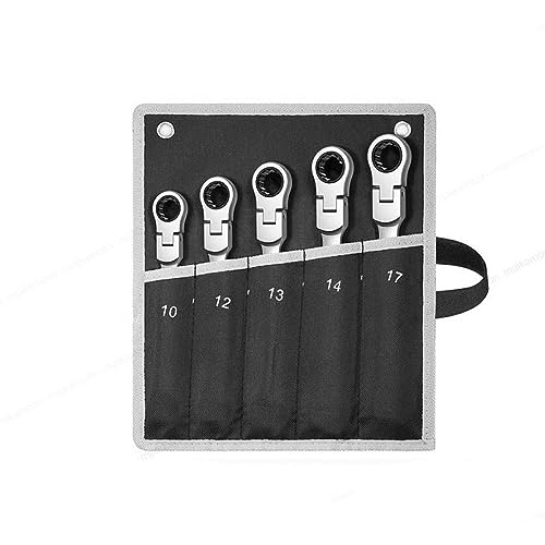 Flex Head Ratcheting Combination Wrench Set Metric Hand Tools Wrench Repair Automotive Machinery Tool,Silver,9pcs