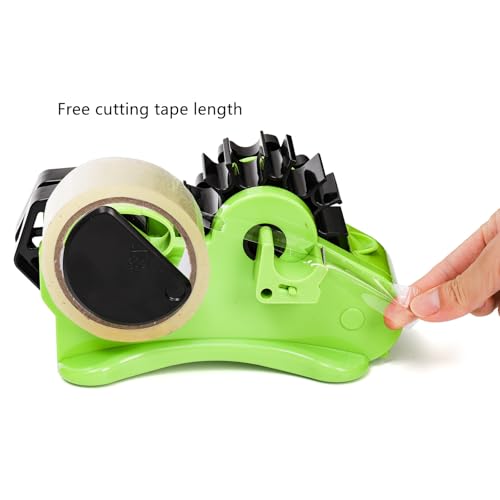 DEAYOU Multi-Roll Heat Tape Dispenser, 1\" and 3\" Double Reel Cores Sublimation Tape Dispenser for Pre-Cut Heat Transfer Tape, Semi-Automatic Desk Packaging Tape Dispenser with Compartment Slot, Green - Thumbnail 5