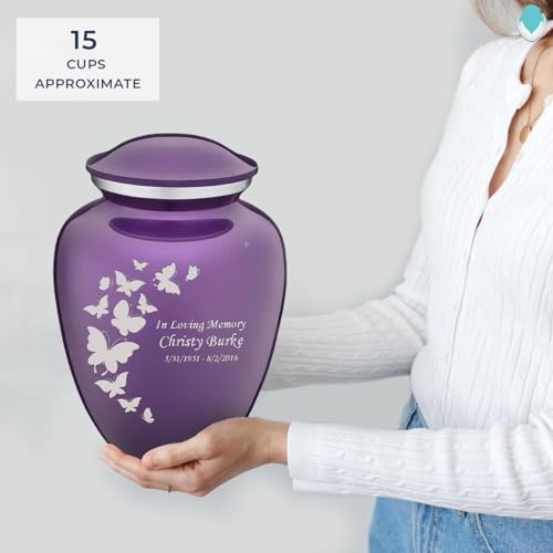 Image of Geturns - Adult Custom Butterfly Cremation Urns for Human Ashes I Purple Large Funeral Urn for Female and Male I 200 lbs