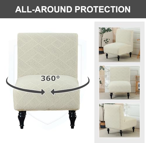 Image of Eco-Ancheng Armless Chair Slipcover Removable Armless Accent Chairs Covers Washable Armless Slipper Chair Slipcover Printed Armless Chair Furniture Protector Covers for Living Dining Room Hotel