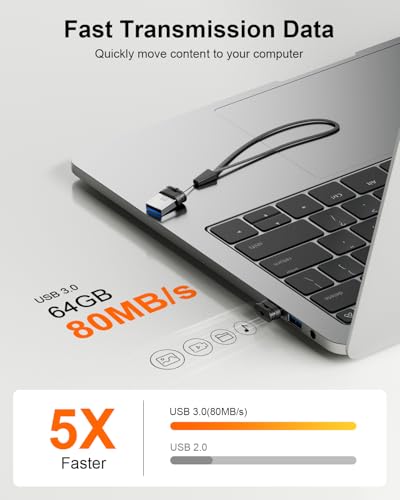 Image of 64GB USB 3.0 Flash Drive, Mini Thumb Drive Waterproof Memory Stick with Lanyard Hole Plug and Play Portable USB Stick Storage for Computer Laptop Smart TV, Black