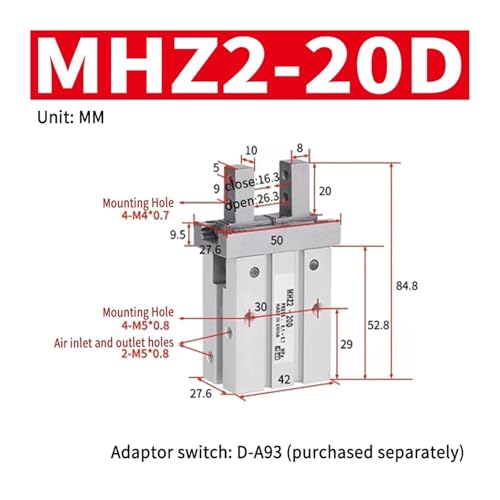 Pinza de aire MHZ2-20D de doble efecto para evitar fallos de sujeción 3