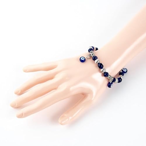 Pulseira Olho Grego Azul Pingentes Niquel Cristal Silicone