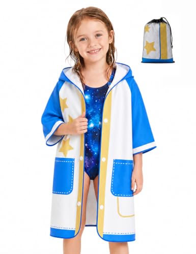 Image of Gogokids Kids Swim Cover Up, Lightweight Microfiber Changing Poncho with Carry Bag, Beach Pool Coverup for Boys Girls