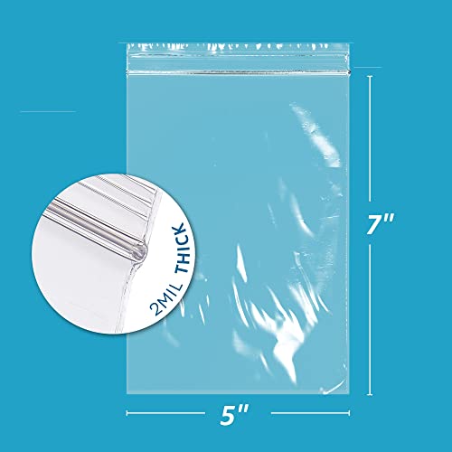5 X 7 Inches, 2Mil Clear Reclosable Zip Bags, Case Of 1,000 Gpi Brand #TOP1